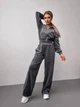Жіночий велюровий костюм (кофта+штани+топ) Uaclothes 42-44 Графітовий (like36638-170641349) - зображення 3