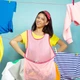 Влагостойкий фартук с карманом для белья SudeApron, розовый - изображение 5