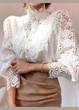 Блузка женская с кружевом однотонная Fashion Белая 14328 3XL (56) - изображение 7