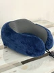 Дорожня подушка-рогалик Memory foam під шию з фіксатором - синій - изображение 2