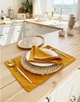 Льняной сервировочный коврик (ланчмат) TouchableLinen 2 шт 40x50 см Горчичный Подставка под тарелку - изображение 5
