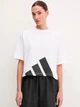 Футболка хлопковая оверсайз короткая женская Adidas W Bl Sj Bf T JG8737 L White/Black (4067902942452) - изображение 7