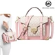 Женская кожаная сумка Michael Kors Manhattan Medium Leather and Logo Satchel (кремовая) - изображение 1