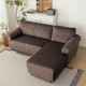 Чохол на кутовий диван 2+2, еластичний велюр, оксамит Domidekor Velvet Emboss, коричневий (3822) - изображение 2