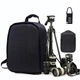 Стильный рюкзак для фототехники Photo Bag фоторюкзак + дождевик + кодовый замочек-карабин с креплением для штатива чёрный с серым (mrk0012) - изображение 1