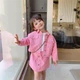 Розовый джинсовый костюм - жакет и юбка (осень / весна) 130 см - изображение 9