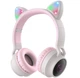 Накладні навушники зі вушками, що світяться, дитячі Hoco Cat Ear, Модні бездротові навушники з котячими вушками (906504) Pink - зображення 3