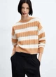 Джемпер в полоску MANGO 67000474 Светло- коричневый с молочным L KL0194 - изображение 2