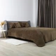 Велюровое двустороннее покрывало ПЕТ Comfort Velour 150х210 см Коричневое Ромб круглый - изображение 3