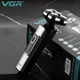 Електробритва VGR V-385 для вологого та сухого гоління, роторна, з дисплеєм, Cрібний - изображение 2