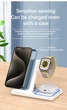 Бездротова зарядна станція 15W 3 в 1 для iPhone, Apple Watch, AirPods Pro, Samsung та пристроїв з функцією бездротового заряджання Qi white - зображення 9
