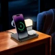 Зарядка Qi HOCO Crown 3-in-1 night light wireless fast charger with clock cq9 |15W| черная - изображение 4