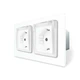 Подвійна електрична розетка вологозахисна з кришкою IP44 з заземленням, LIVOLO, біла, скляна матова рамка, шторки, 250В 16А - зображення 1