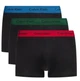 Набір чоловічих трусів боксерів Calvin Klein men boxer 3 шт, розмір М чорні, з кольоровим поясом зеленим, синім, червоним. - зображення 1