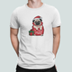 Мужская Новогодняя футболка Stedman с принтом Merry Pugmas мопс Санта Белый S - изображение 1