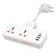 Подовжувач HOCO 2-position expansion socket AC12A | 3USB/Type-C, PD/QC, 30W/10A | white - зображення 1