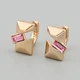 Сережки з кристалами Swarovski Кімберлі 49201 розмір 13х9 мм колір рожевий вага 3.3 г позолота 18К - зображення 1