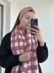 Теплий шарф з флісу в клітинку рожевий - зображення 1