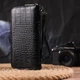 Женский кожаный кошелек CANPELLINI черный под крокодила на молнии с ремешком 55812 - изображение 7
