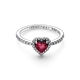 Серебряное кольцо Pandora «Красное сердце» Серебряное кольцо Пандора Сердце Паве 198421C02 16 мм - изображение 2