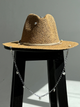Шляпа Федора женская D.Hats из рафия с цепью серебро с сердцами коричневая - изображение 1