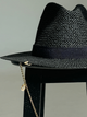 Шляпа Федора женская D.Hats из рафия с цепью золото с ракушками черная - изображение 2