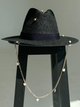 Шляпа Федора женская D.Hats из рафия с цепью золото с сердцами черная - изображение 5