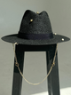 Шляпа Федора женская D.Hats из рафия с цепью золото с кольцами черная - изображение 6