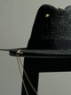 Шляпа Федора женская D.Hats из рафия с двойной цепью золото черная - изображение 2