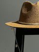 Шляпа Федора женская D.Hats из рафия с цепью серебро с ракушками коричневая - изображение 2