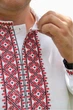 Вишиванка чоловіча лляна Козацька (L)96-100 біла з червоно-чорним орнаментом (81019876196) - зображення 3