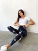 Спортивные женские лосины Marble Tie-Dye с эффектом Push Up для фитнеса и йоги Бесшовные Мраморные XS-S Черные с белым (4792S) - изображение 4