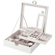 Шкатулка Casegrace SP-01130 White для украшений и ювелирных изделий с зеркалом на замке с ключом - изображение 1