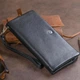 Кошелек-клатч ST Leather из натуральной кожи черный вертикальный на молнии с карманом для телефона 56429 - изображение 9