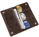 Шкіряний гаманець чоловічий з натуральної шкіри паперовник вертикальний для карт і купюр, на кнопці, коричневий 57465 - зображення 4