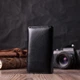 Шкіряна ключниця ST Leather чорна на кнопках з відділенням для купюр та 6 карабінами 12х7 5 см 56006 - зображення 7