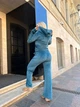 Женский велюровый костюм цвета морской волны 36625 46/48 - изображение 8
