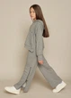 MFJF24W124-P125 Manila Grace Костюм трикотажний для дівчини худі + широкі штани-палаццо сірий 10 140 - изображение 1