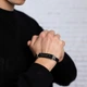 Браслет з індивідуальним гравіюванням "Edge Black" Шкіряний з вставккою з нержавіючої сталі - зображення 7