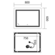 Зеркало Mixxus Premium QUADRO MR20-80x60-Reverse с Led Touch, Anti-fog, димером, регулятором яркости (MP6619) - изображение 3