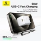 Мережевий зарядний пристрій Baseus Palm Fast Charger 1C 20W EU Moon White (with Baseus Mini White Cable USB-C to USB-C 60W (20V/3A) 1m Moon White) (P10111602213-01) - изображение 10