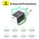 Мережевий зарядний пристрій Baseus Palm 30 Вт USB-C PD з кабелем Type-C білий - изображение 14