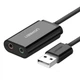 Звукова карта Ugreen USB AUX jack, TRS(Mic + Ear) ALC4042 Чорна US205 (30724) - зображення 1