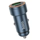 Автомобильное зарядное устройство Hoco Z57A (USB-A, USB-C, 12V/24V, 30W, 3.0A, быстрая зарядка, алюминиевый сплав) - Серый - изображение 3