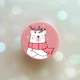 Держатель для смартфона / планшета попсокет Popsocket Розовый :: Медведь в шарфе (принт 147) - изображение 1