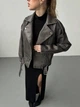 Куртка эко кожа на подкладке 48-52 oversized графит (715ІР) - изображение 3