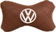Подушка на подголовник EVAtech ECO 27 х 16 см Volkswagen Коричневая с коричневой нитью (SPCRZZV032) - изображение 1