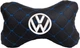 Подушка на подголовник EVAtech ECO 27 х 16 см Volkswagen Черная с синей нитью (SPCRBLV032) - изображение 1