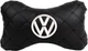 Подушка на подголовник EVAtech ECO 27 х 16 см Volkswagen Черная с черной нитью (SPCRBBV032) - изображение 1