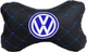 Подушка на подголовник EVAtech ECO 27 х 16 см Volkswagen Черная с синей нитью (SPCRBLV033) - изображение 1